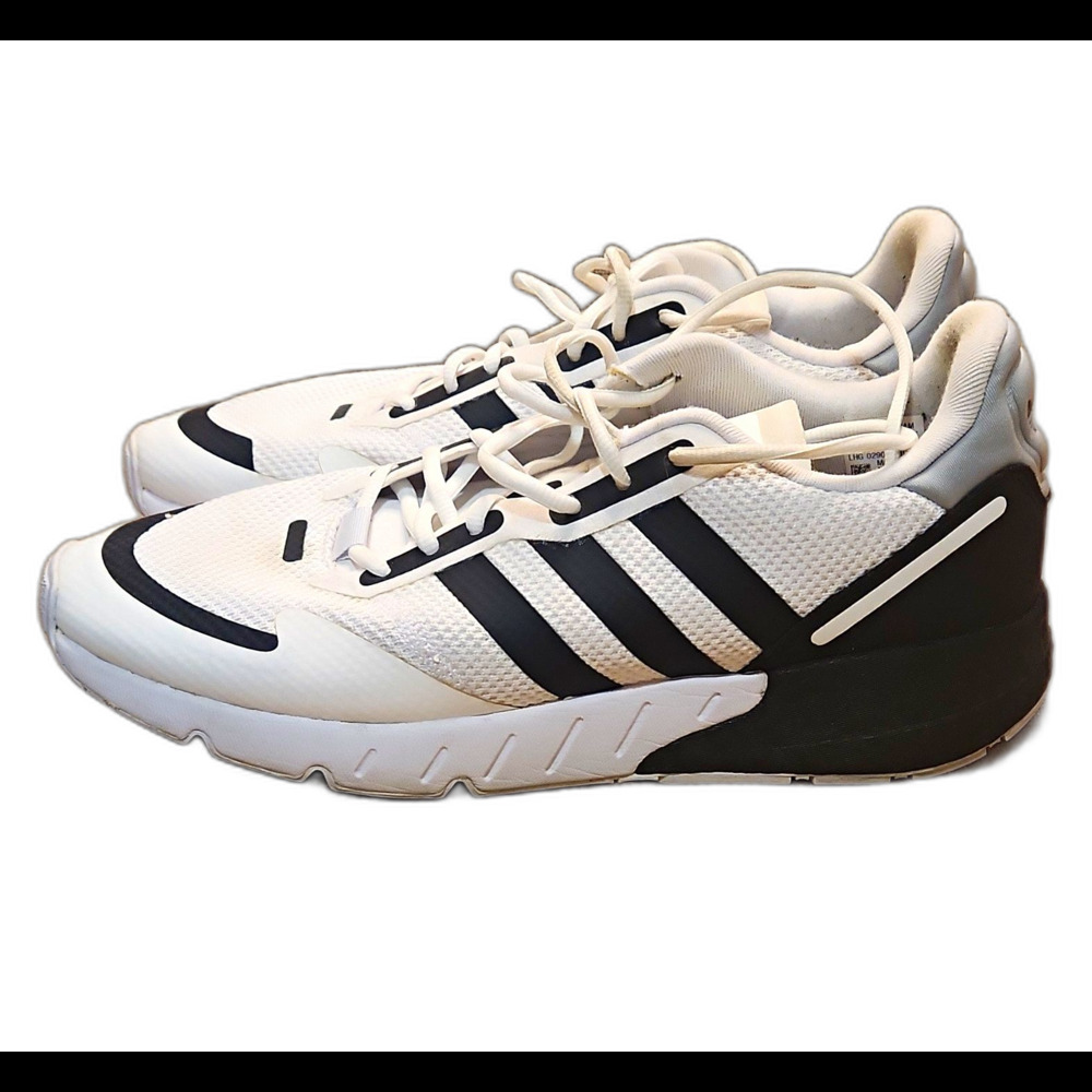 adidas ZX Men's Low Top Lace Up Sneakers White/Black Mesh Upper Rubber Sole